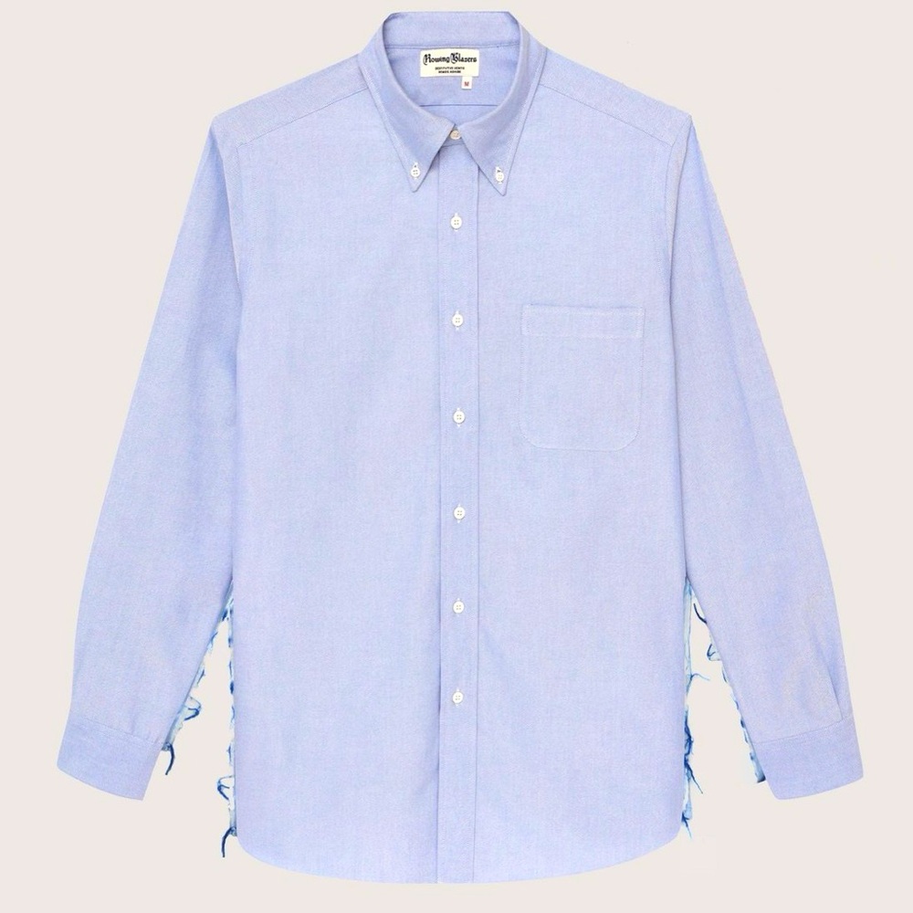 Rowing Blazers: Men's Light Blue distressed Oxford Shirt